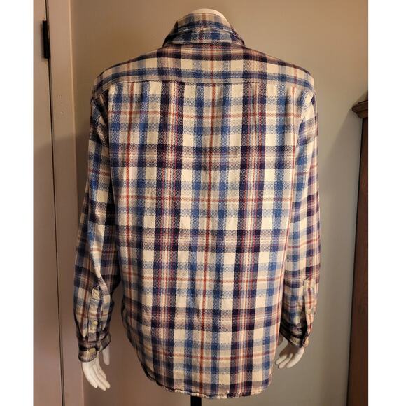 AMERICAN EAGLE Womens Blue Red Plaid Flannel Shirt M Cotton Button Down Gorpcore - Picture 5 of 9